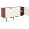 SAFAVIEH Mayln TV Stand for up to 70″ Flatscreen – Walnut, White & Black, 4 Doors with Interior Storage, Cabinet Sideboard Entertainment Media Console (MED9634A)(Ivory/White)