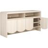 SAFAVIEH Narine TV Stand for up to 65″ Flatscreen – Distressed Black, 4 Doors with Interior Storage, 2 Open Shelves, Sideboard Entertainment Media Console Cabinet (MED9620E)(Bleached White)