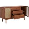 SAFAVIEH Piran TV Stand for up to 60″ Flatscreen – Walnut & Gold, 2 Doors with Interior Storage, 3 Drawers, Sideboard Entertainment Media Console (MED9631A)(Walnut/Gold)