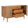 SAFAVIEH Piran TV Stand for up to 60″ Flatscreen – Walnut & Gold, 2 Doors with Interior Storage, 3 Drawers, Sideboard Entertainment Media Console (MED9631A)(Oak/Gold)