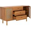 SAFAVIEH Piran TV Stand for up to 60″ Flatscreen – Walnut & Gold, 2 Doors with Interior Storage, 3 Drawers, Sideboard Entertainment Media Console (MED9631A)(Oak/Gold)