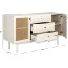 SAFAVIEH Piran TV Stand for up to 60″ Flatscreen – Walnut & Gold, 2 Doors with Interior Storage, 3 Drawers, Sideboard Entertainment Media Console (MED9631A)(Bleached White/Gold)