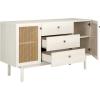 SAFAVIEH Piran TV Stand for up to 60″ Flatscreen – Walnut & Gold, 2 Doors with Interior Storage, 3 Drawers, Sideboard Entertainment Media Console (MED9631A)(Bleached White/Gold)