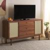 SAFAVIEH Piran TV Stand for up to 60″ Flatscreen – Walnut & Gold, 2 Doors with Interior Storage, 3 Drawers, Sideboard Entertainment Media Console (MED9631A)(Walnut/Gold)