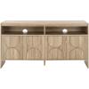 SAFAVIEH Arsenio TV Stand for up to 65″ Flatscreen, Walnut Brown, 4 Doors with Interior Storage, 2 Shelves, Sideboard Entertainment Media Console (MED3101A)(Light Cream)