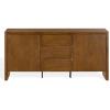 SAFAVIEH Couture Collection – Darnell Medium Oak Wood Sideboard, 3 Drawers & 2 Cabinets, Modern Storage Buffet, Fully Assembled (SFV2216C)(Medium Oak)