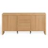 SAFAVIEH Couture Collection – Darnell Medium Oak Wood Sideboard, 3 Drawers & 2 Cabinets, Modern Storage Buffet, Fully Assembled (SFV2216C)(Natural)