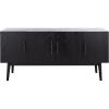 SAFAVIEH Couture Collection Doderick Mid-Century White Washed 4-Door Entertainment Media Standd (Fits up to a 65″ Flatscreen TV)(Black)