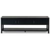 SAFAVIEH Couture Collection Jaylessa Natural 3-Door Entertainment Media TV Stand (Fits up to a 75″ Flatscreen Television)(Black)