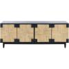 SAFAVIEH Couture Roseanne TV Stand for up to 70″ Flatscreen – Black & Natural Brown, 4 Banana Stem Doors with Interior Storage, Entertainment Media Console Cabinet (SFV1326A)(Black/Natural)