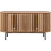 SAFAVIEH Home Collection – Enid Walnut & Black Sideboard Media Stand, 2-Door Entertainment Console, Slatted Modern Design, Fits up to 65″ Flatscreen TV (MED9644A)(Oak/Black)