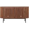SAFAVIEH Home Collection – Enid Walnut & Black Sideboard Media Stand, 2-Door Entertainment Console, Slatted Modern Design, Fits up to 65″ Flatscreen TV (MED9644A)(Walnut/Black)