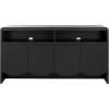 SAFAVIEH Narine TV Stand for up to 65″ Flatscreen – Distressed Black, 4 Doors with Interior Storage, 2 Open Shelves, Sideboard Entertainment Media Console Cabinet (MED9620E)(Black)