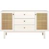 SAFAVIEH Piran TV Stand for up to 60″ Flatscreen – Walnut & Gold, 2 Doors with Interior Storage, 3 Drawers, Sideboard Entertainment Media Console (MED9631A)(Bleached White/Gold)
