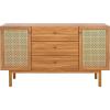 SAFAVIEH Piran TV Stand for up to 60″ Flatscreen – Walnut & Gold, 2 Doors with Interior Storage, 3 Drawers, Sideboard Entertainment Media Console (MED9631A)(Oak/Gold)