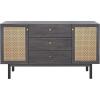 SAFAVIEH Piran TV Stand for up to 60″ Flatscreen – Walnut & Gold, 2 Doors with Interior Storage, 3 Drawers, Sideboard Entertainment Media Console (MED9631A)(Distressed Black/Gold)