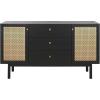 SAFAVIEH Piran TV Stand for up to 60″ Flatscreen – Walnut & Gold, 2 Doors with Interior Storage, 3 Drawers, Sideboard Entertainment Media Console (MED9631A)(Black/Gold)