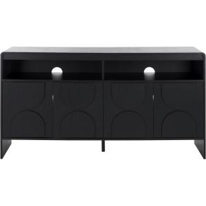 SAFAVIEH Arsenio TV Stand for up to 65″ Flatscreen, Walnut Brown, 4 Doors with Interior Storage, 2 Shelves, Sideboard Entertainment Media Console (MED3101A)(Black)