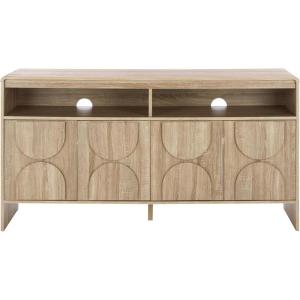 SAFAVIEH Arsenio TV Stand for up to 65″ Flatscreen, Walnut Brown, 4 Doors with Interior Storage, 2 Shelves, Sideboard Entertainment Media Console (MED3101A)(Light Cream)