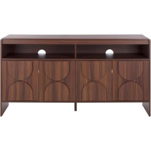 SAFAVIEH Arsenio TV Stand for up to 65″ Flatscreen, Walnut Brown, 4 Doors with Interior Storage, 2 Shelves, Sideboard Entertainment Media Console (MED3101A)(Walnut)