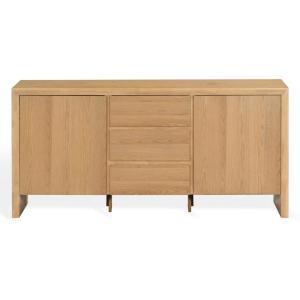 SAFAVIEH Couture Collection – Darnell Medium Oak Wood Sideboard, 3 Drawers & 2 Cabinets, Modern Storage Buffet, Fully Assembled (SFV2216C)(Natural)