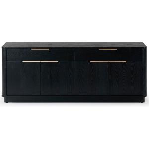 SAFAVIEH Couture Collection Gabrietta Black/Gold Entertainment Media TV Stand- Fits up to a 65″ Flatscreen Television (Fully Assembled)(Black/Gold)