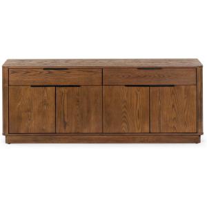 SAFAVIEH Couture Collection Gabrietta Black/Gold Entertainment Media TV Stand- Fits up to a 65″ Flatscreen Television (Fully Assembled)(Medium Oak/Black)