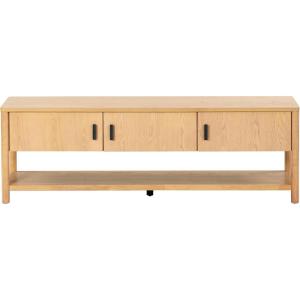 SAFAVIEH Couture Collection Jaylessa Natural 3-Door Entertainment Media TV Stand (Fits up to a 75″ Flatscreen Television)(Natural)