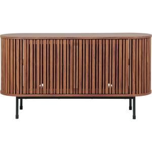 SAFAVIEH Home Collection – Enid Walnut & Black Sideboard Media Stand, 2-Door Entertainment Console, Slatted Modern Design, Fits up to 65″ Flatscreen TV (MED9644A)(Walnut/Black)
