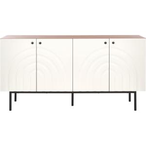 SAFAVIEH Mayln TV Stand for up to 70″ Flatscreen – Walnut, White & Black, 4 Doors with Interior Storage, Cabinet Sideboard Entertainment Media Console (MED9634A)(Ivory/White)