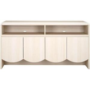 SAFAVIEH Narine TV Stand for up to 65″ Flatscreen – Distressed Black, 4 Doors with Interior Storage, 2 Open Shelves, Sideboard Entertainment Media Console Cabinet (MED9620E)(Bleached White)