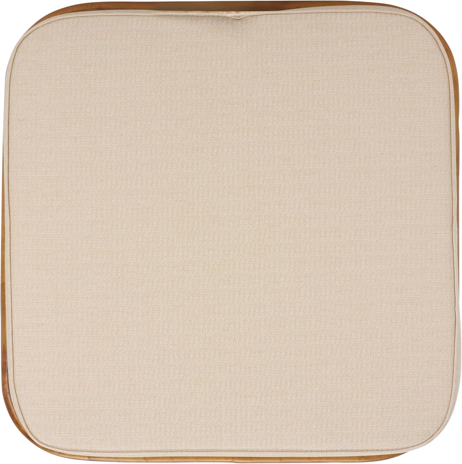 image:imageSAFAVIEH Couture Collection Flanders Natural Rattan Pole Cocktail Ottoman with White Cushion Fully Assembled CWK2019ANaturalWhite