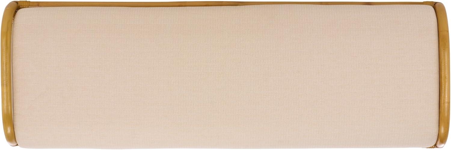 image:imageSAFAVIEH Couture Collection Flanders Natural Rattan amp White Bench Cushioned Entryway Bench with Lower Shelf Storage Coastal Boho Accent Seating Fully Assembled CWK2032ANaturalWhite