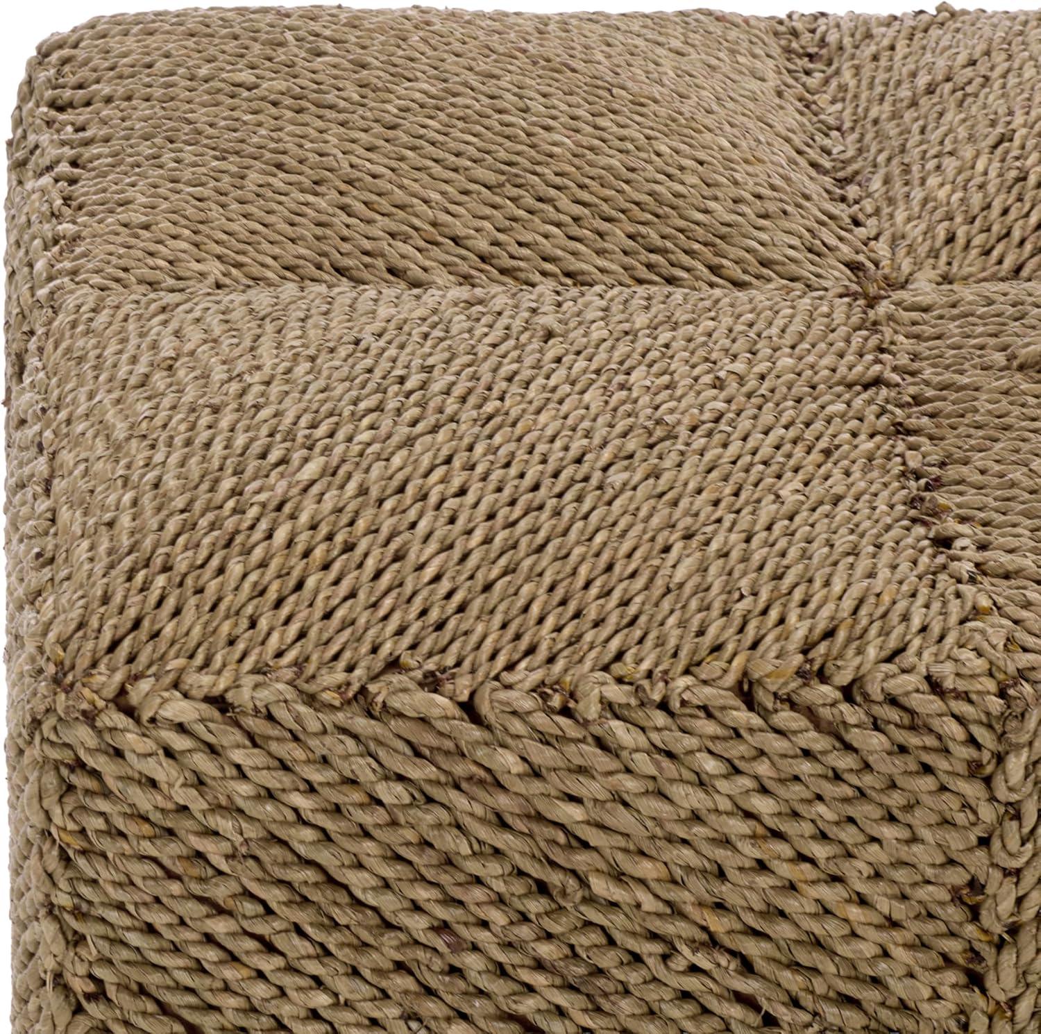 image:imageSAFAVIEH Couture Collection Malta Natural Woven Seagrass Square Ottoman Fully Assembled CWK2028ANatural