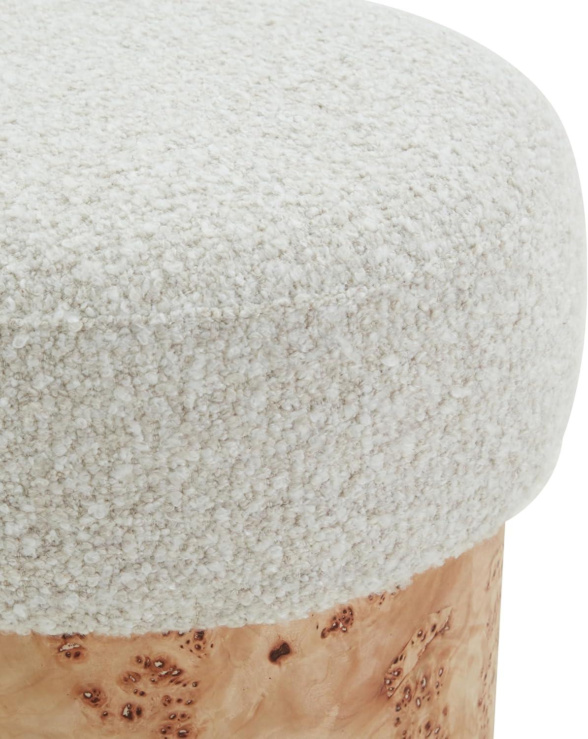 image:imageSAFAVIEH Couture Collection Tobianna Round Cream Boucle amp Burl Wood Ottoman Modern Accent Seat Fully Assembled SFV5149ACreamBurl