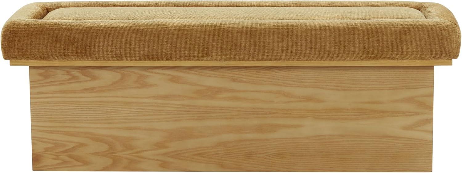 image:imageSAFAVIEH Couture Collection Trudy Gold Chenille Upholstered Bench Fully Assembled Walnut Wood Base Accent Bench SFV4882CGoldWalnut