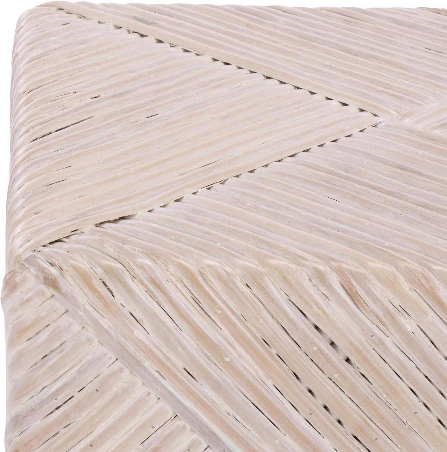 image:imageSAFAVIEH Couture Collection Wynrose White Woven Split Rattan Ottoman Fully Assembled CWK2029AWhite