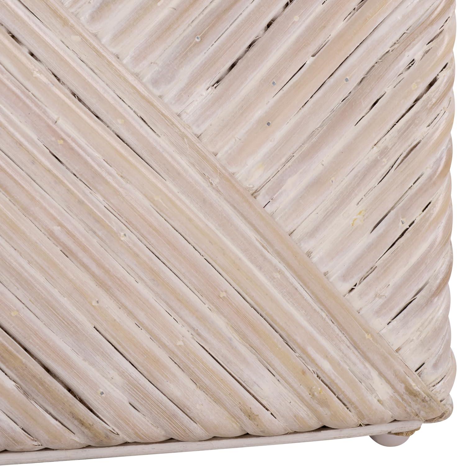 image:imageSAFAVIEH Couture Collection Wynrose White Woven Split Rattan Ottoman Fully Assembled CWK2029AWhite