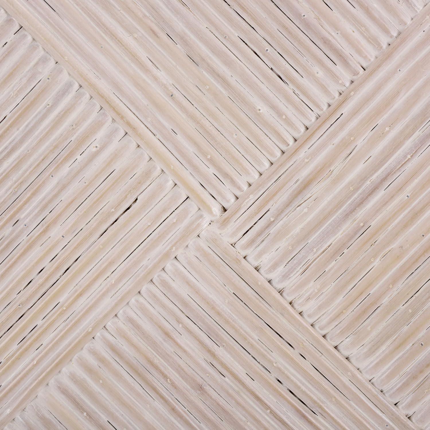 image:imageSAFAVIEH Couture Collection Wynrose White Woven Split Rattan Ottoman Fully Assembled CWK2029AWhite