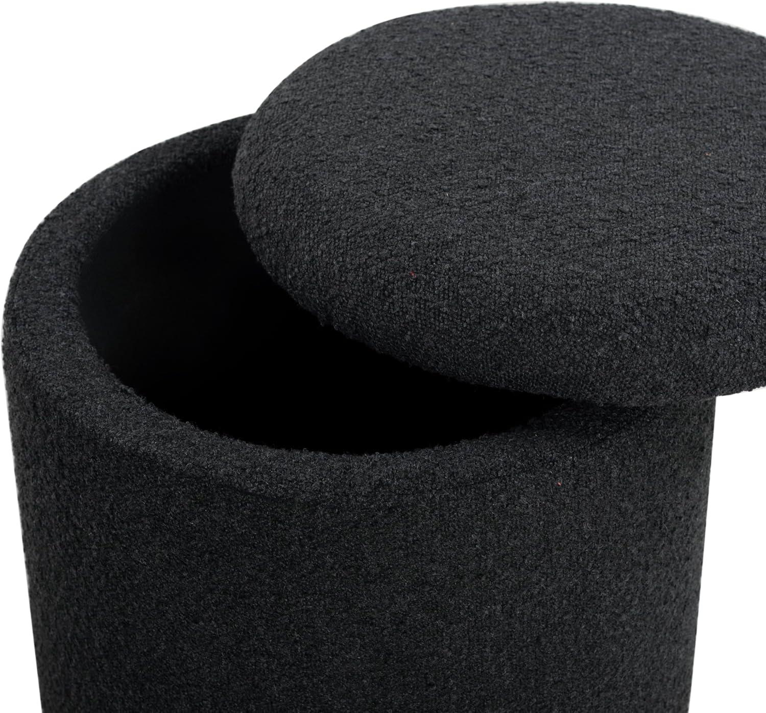 image:imageSAFAVIEH Couture Collection Becka Grey BoucleNatural Round Storage Ottoman Fully AssembledBlackNatural