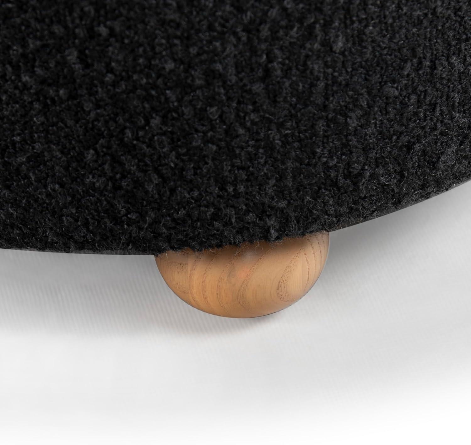 image:imageSAFAVIEH Couture Collection Becka Grey BoucleNatural Round Storage Ottoman Fully AssembledBlackNatural