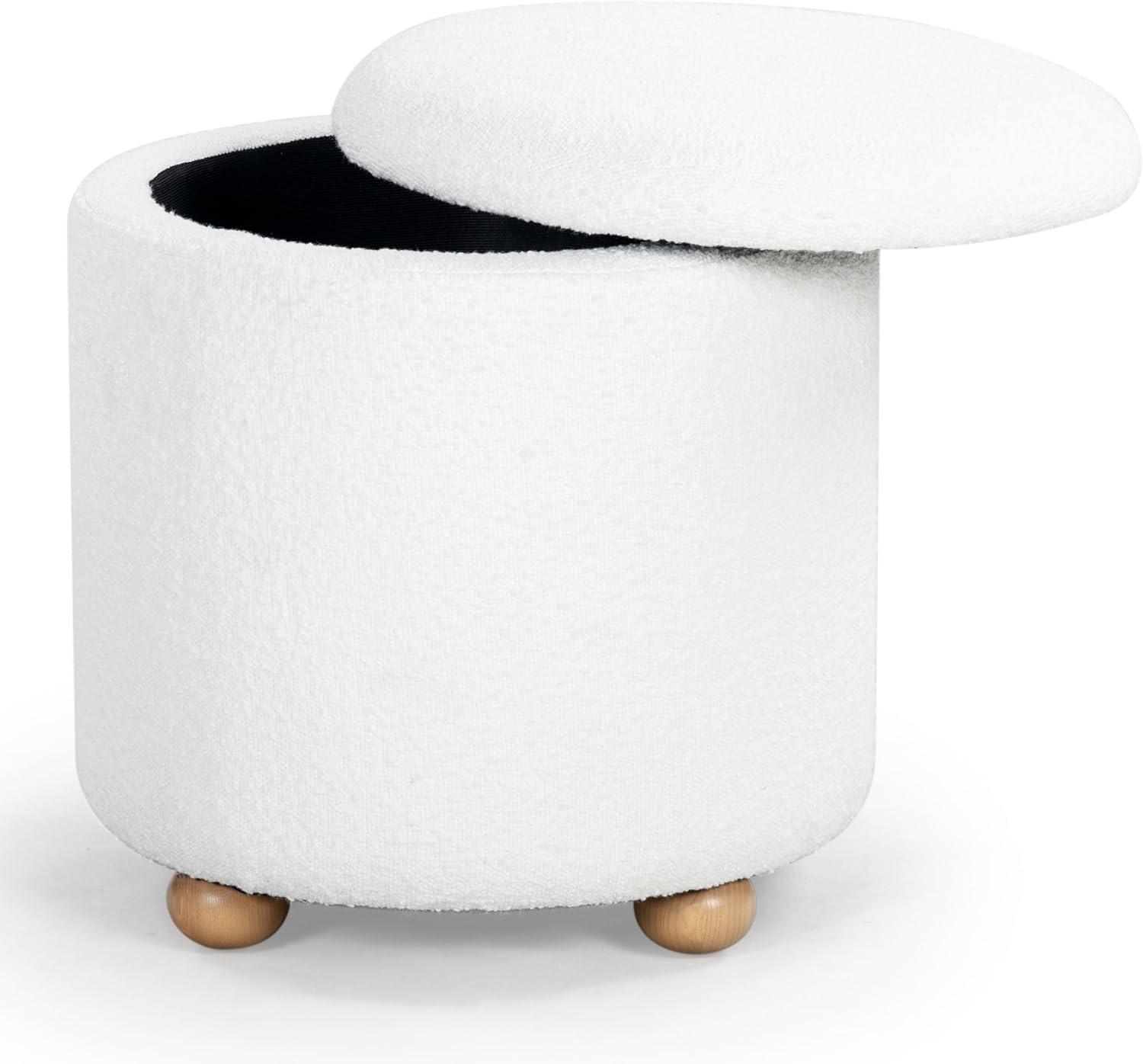 image:imageSAFAVIEH Couture Collection Becka Grey BoucleNatural Round Storage Ottoman Fully AssembledIvoryNatural