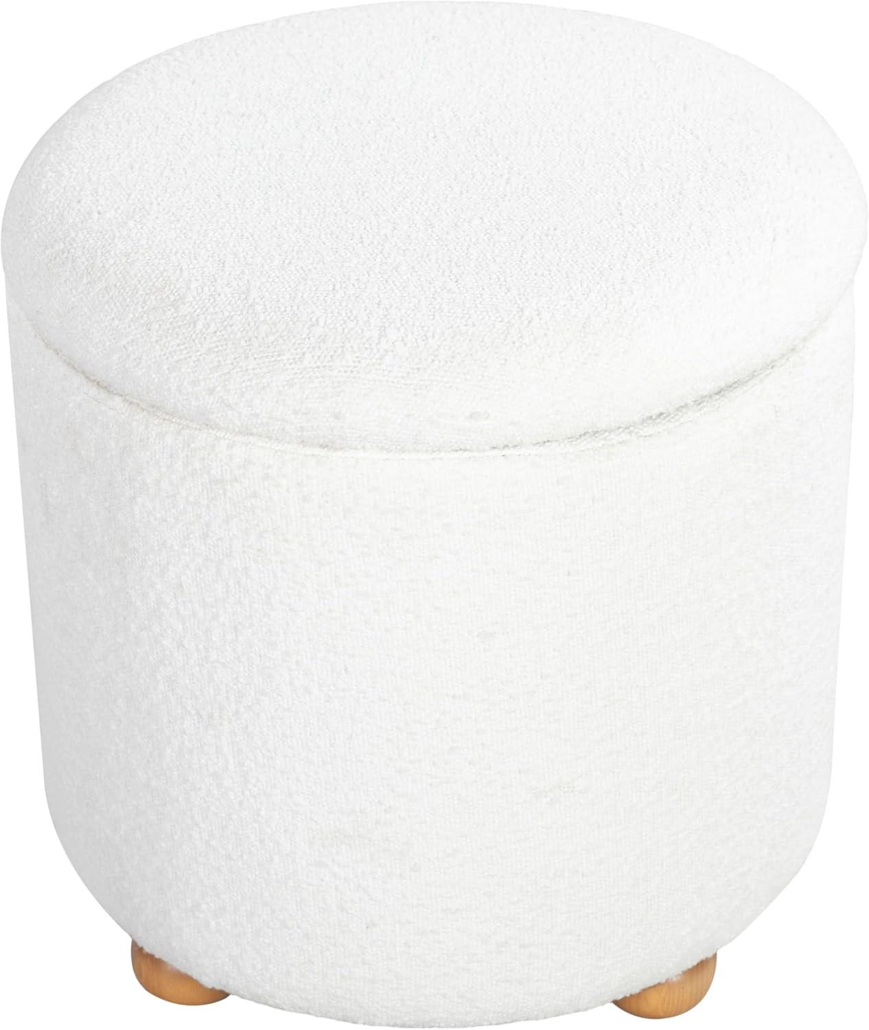 image:imageSAFAVIEH Couture Collection Becka Grey BoucleNatural Round Storage Ottoman Fully AssembledIvoryNatural