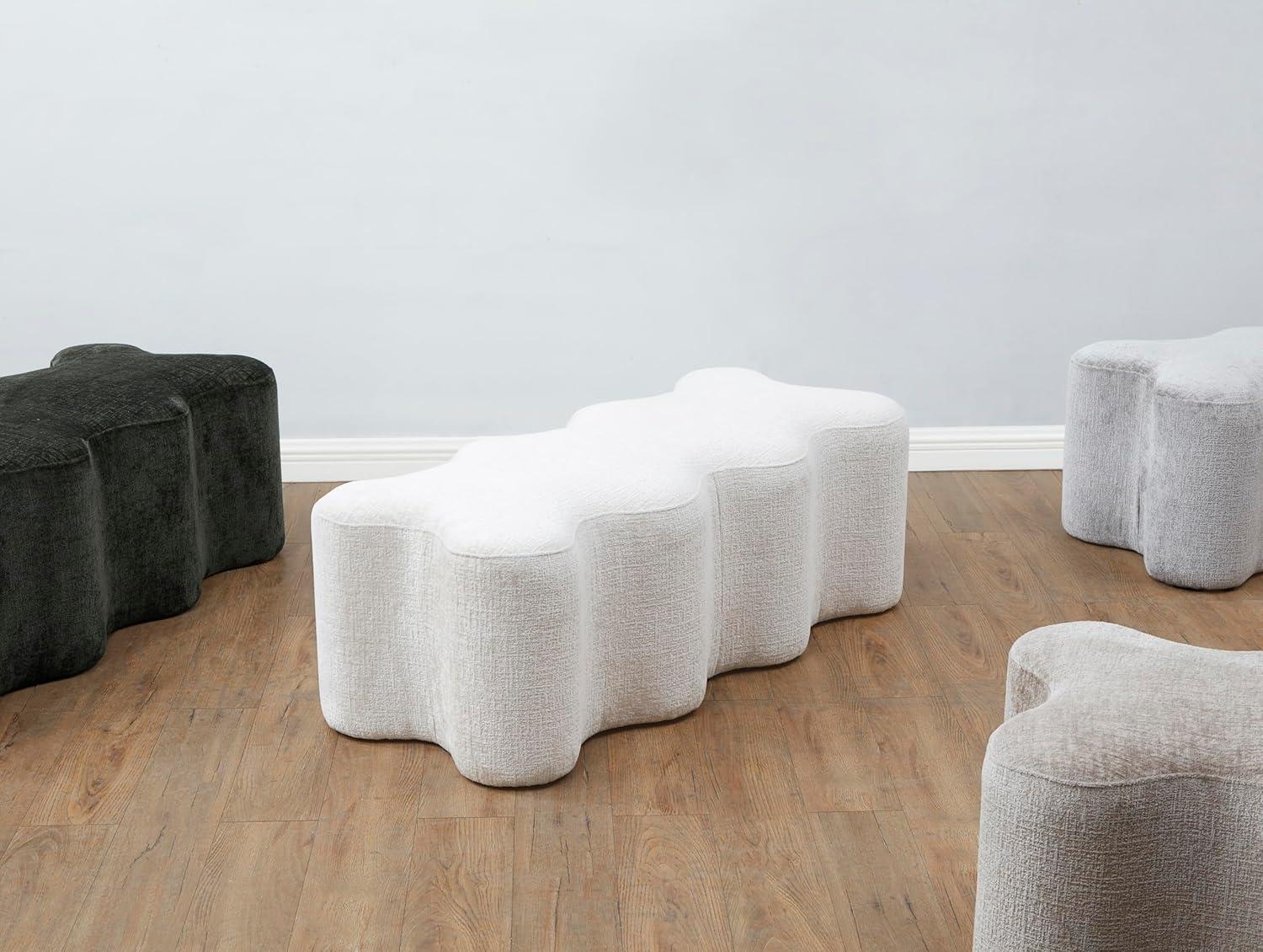 image:imageSAFAVIEH Couture Collection Jacqualessa Light Brown Chenille Bench Fully AssembledCream
