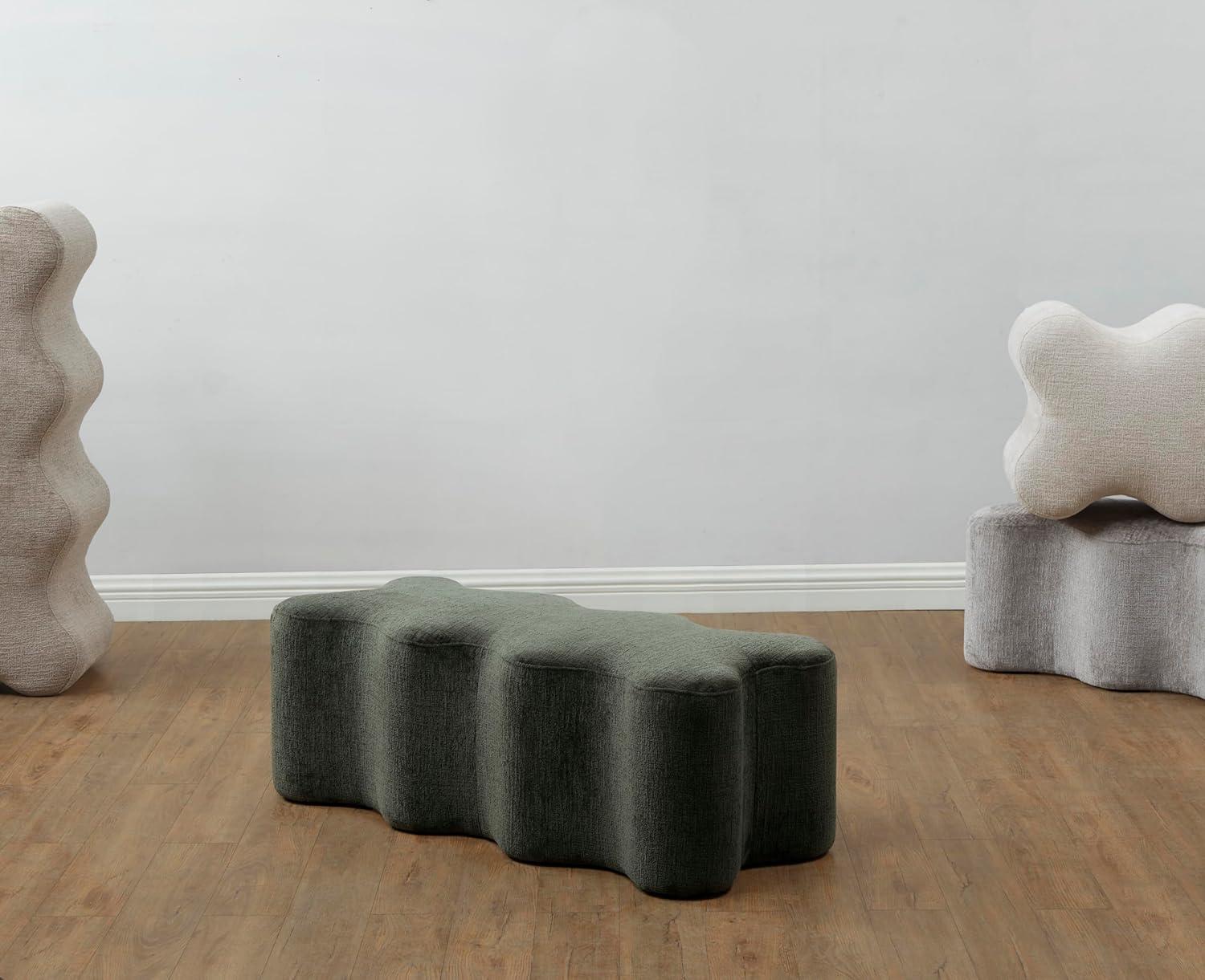 image:imageSAFAVIEH Couture Collection Jacqualessa Light Brown Chenille Bench Fully AssembledDark Green