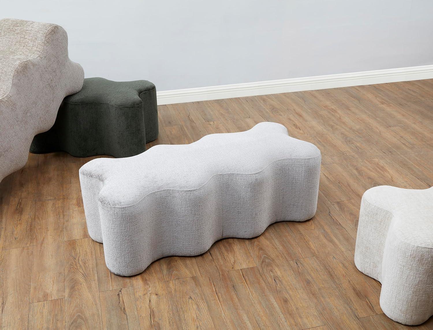 image:imageSAFAVIEH Couture Collection Jacqualessa Light Brown Chenille Bench Fully AssembledGrey
