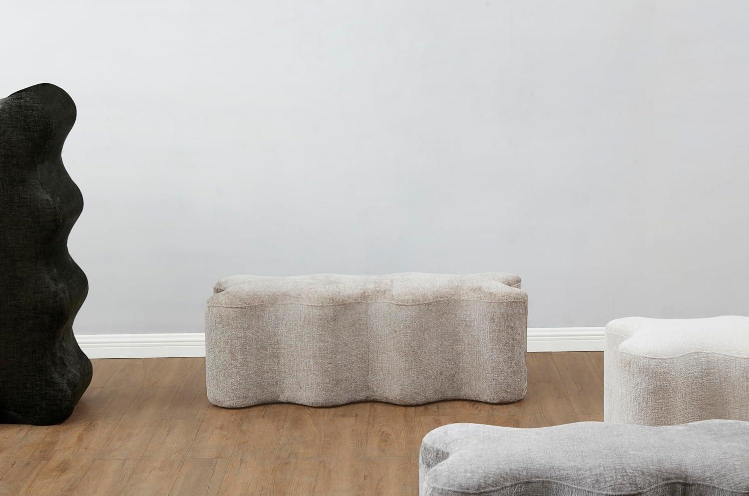 image:imageSAFAVIEH Couture Collection Jacqualessa Light Brown Chenille Bench Fully AssembledLight Brown