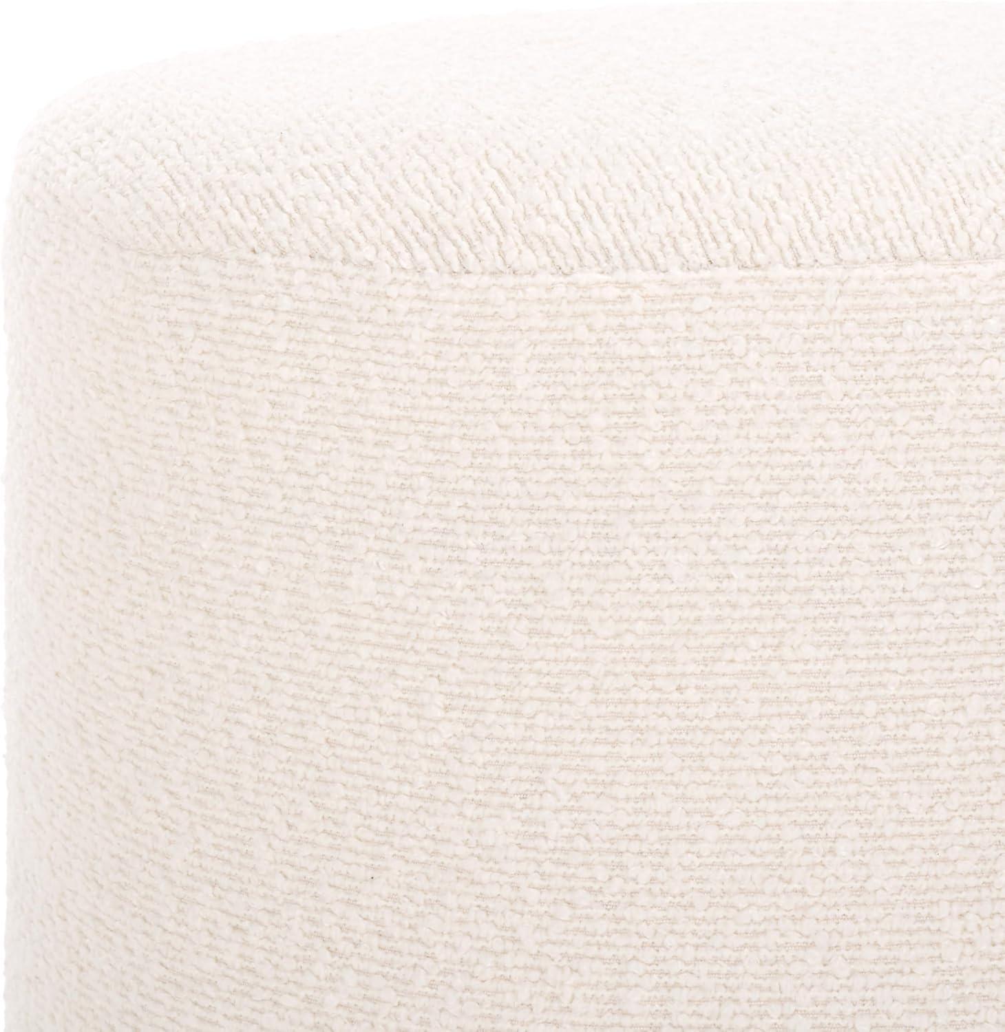 image:imageSAFAVIEH Couture Collection Jessa IvoryBlack Boucle Round Ottoman Fully AssembledIvoryBlack