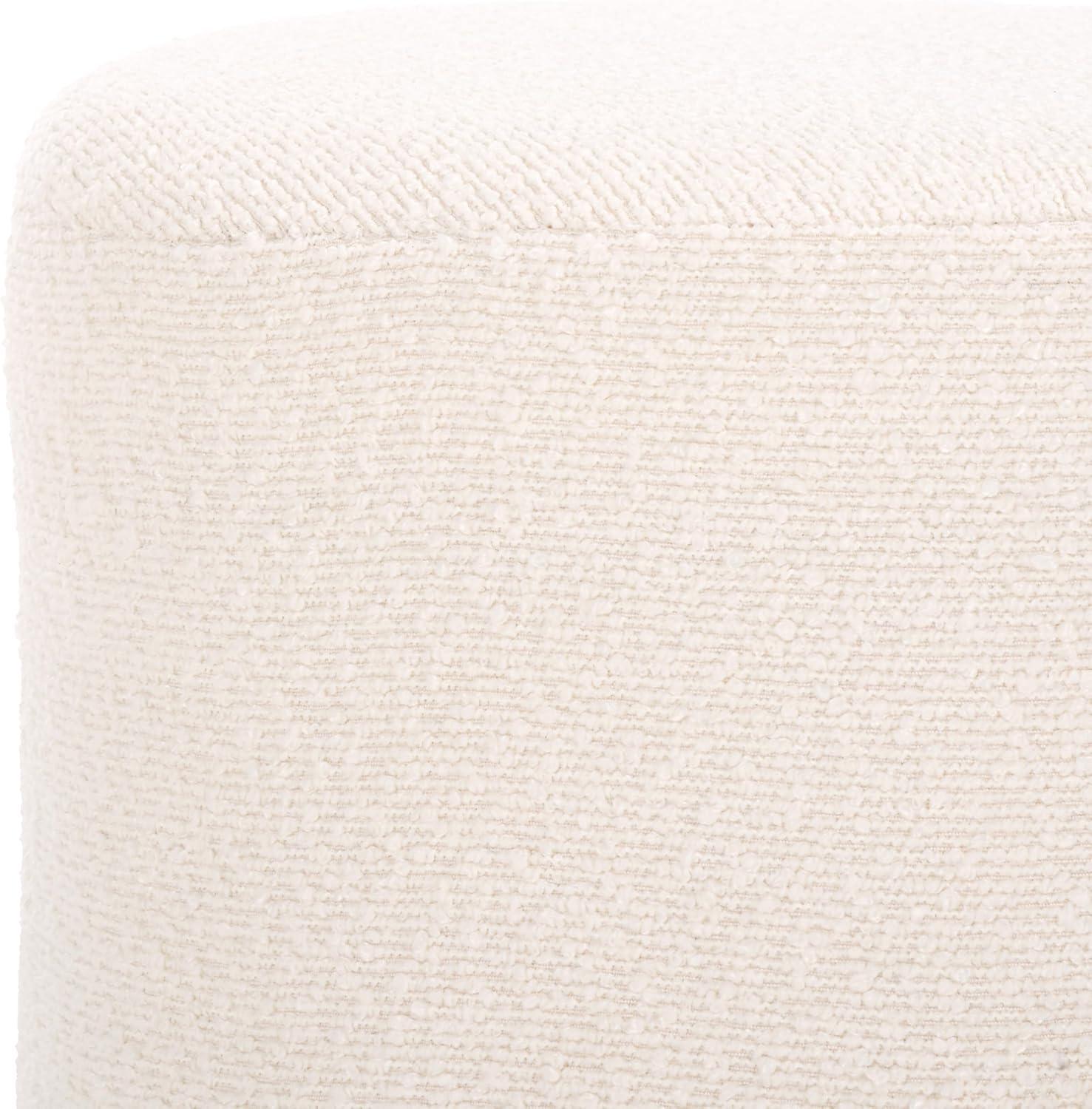 image:imageSAFAVIEH Couture Collection Jessa IvoryBlack Boucle Round Ottoman Fully AssembledIvoryBrass