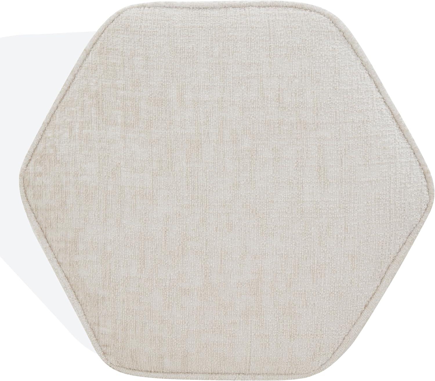image:imageSAFAVIEH Couture Collection Rosaria Dark Green Chenille Upholstered Hexagon Shape Ottoman Foot Stool Accent Pouf Fully AssembledBeige